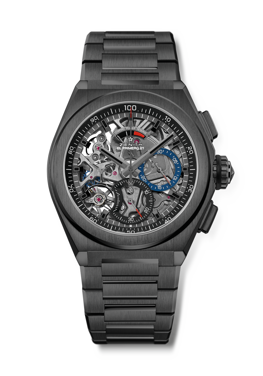 ZENITH DEFY 21 - 44.00mm, Black matte Ceramic with white ceramic bezel